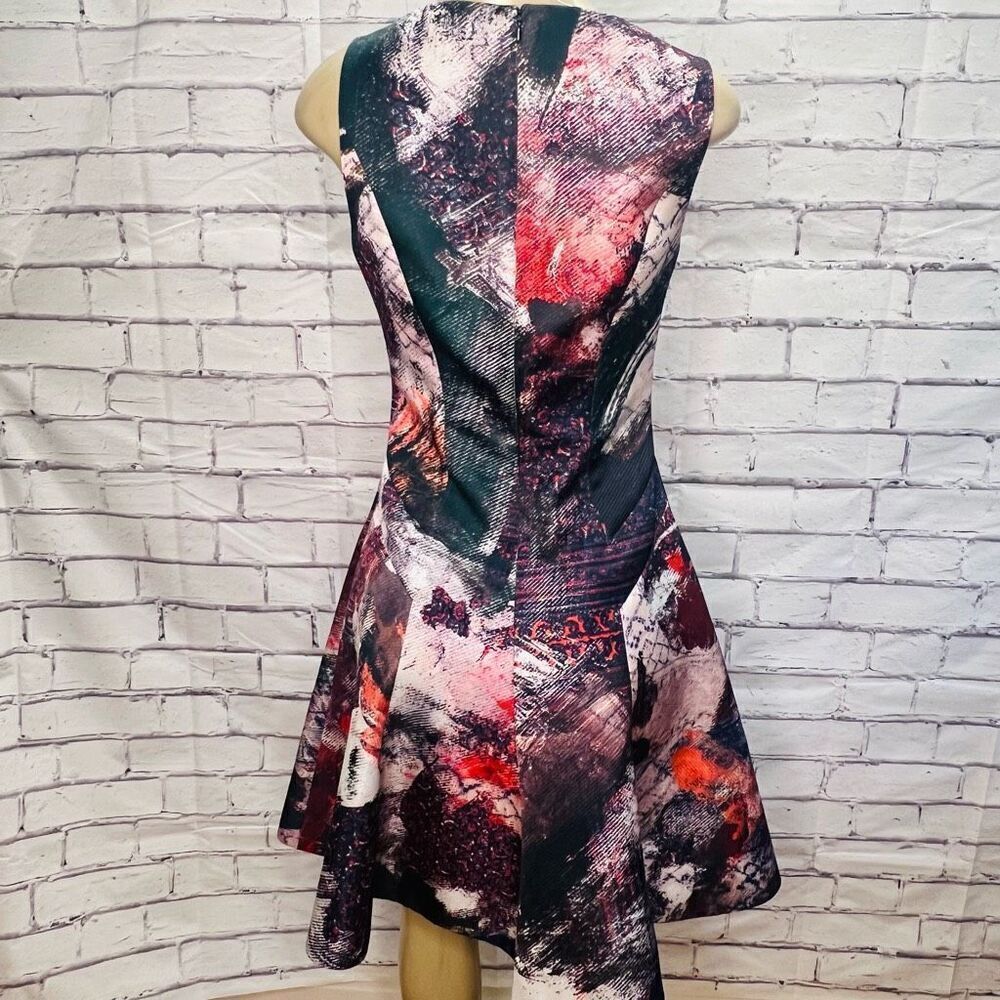 Prabal Gurung Womens Blue Orange Abstract Silk Mini Fit & Flare Dress Size 6 - Picture 2 of 12